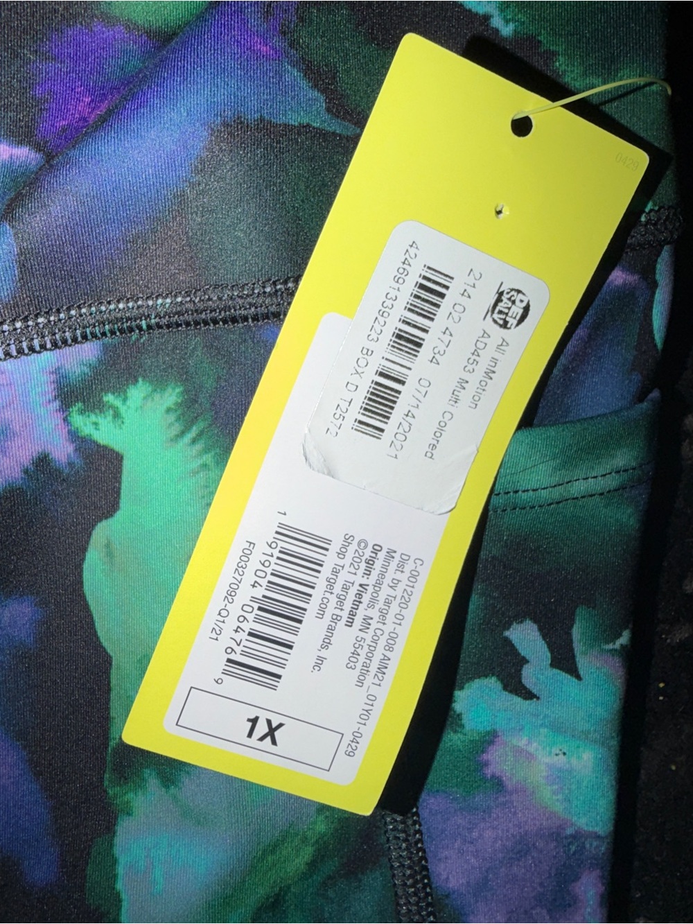 Womens Floral Capri Leggings - Multi Green & Purple - Picture 2 of 2